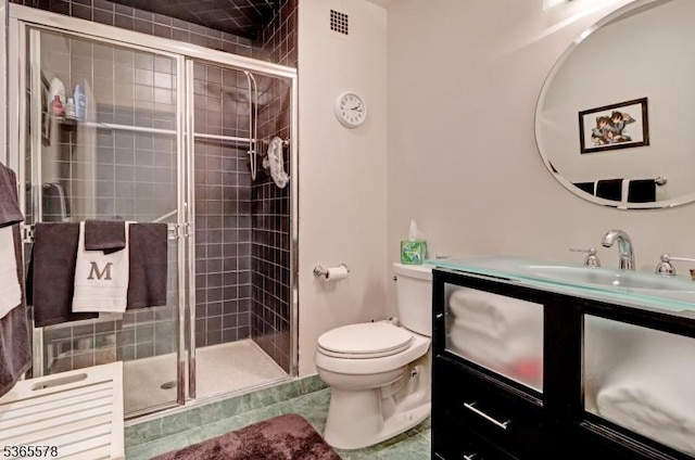 2 Claridge Dr Unit 7Lw, Verona Twp, NJ 07044 - bathroom with vanity, a shower stall, and tile patterned flooring