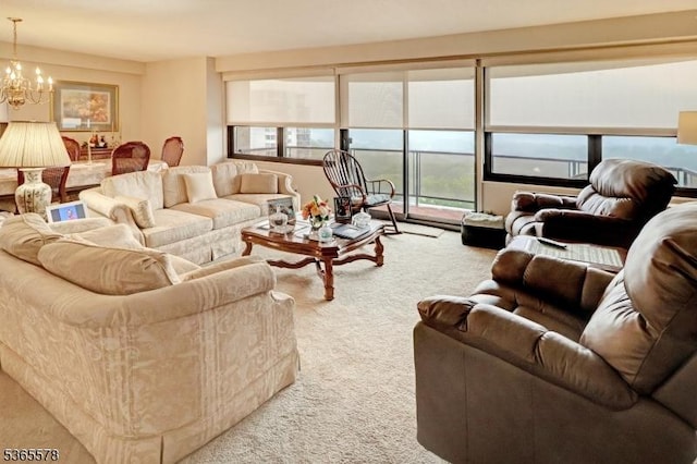 2 Claridge Dr Unit 7Lw, Verona Twp, NJ 07044 - living area featuring carpet floors and a chandelier