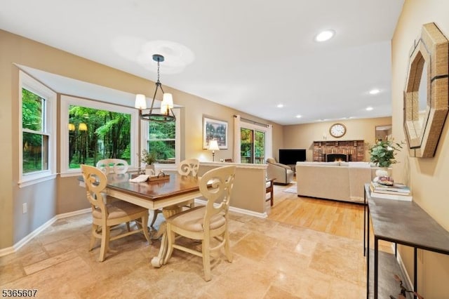 10 Kilmer Dr, Hillsborough Twp, NJ 08844 - dining area featuring recessed lighting and a fireplace