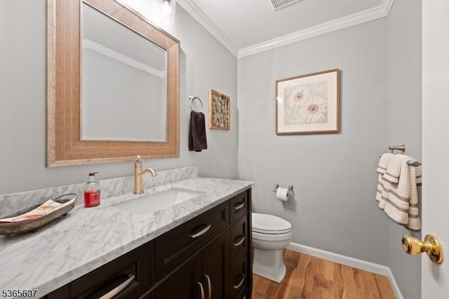 10 Kilmer Dr, Hillsborough Twp, NJ 08844 - bathroom with vanity, wood finished floors, and ornamental molding