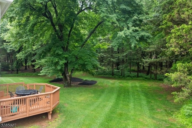 10 Kilmer Dr, Hillsborough Twp, NJ 08844 - view of green lawn featuring a wooden deck