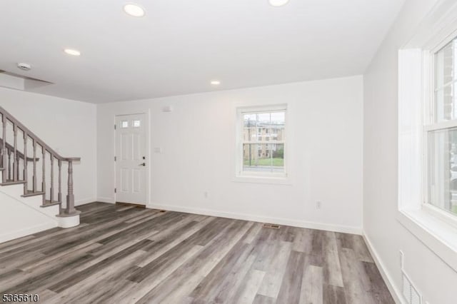 1489 Morris Ave, Union Twp, NJ 07083 - entryway with wood finished floors, stairs, and recessed lighting