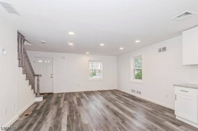 1489 Morris Ave, Union Twp, NJ 07083 - unfurnished living room featuring wood finished floors, recessed lighting, and stairs