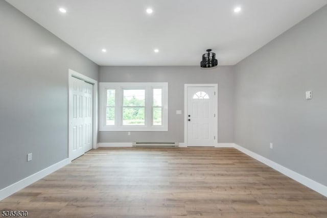 612 State Route 94, Fredon Twp, NJ 07860 - entrance foyer featuring a baseboard radiator, recessed lighting, and light wood-type flooring