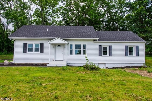612 State Route 94, Fredon Twp, NJ 07860 - ranch-style home with a front yard and roof with shingles