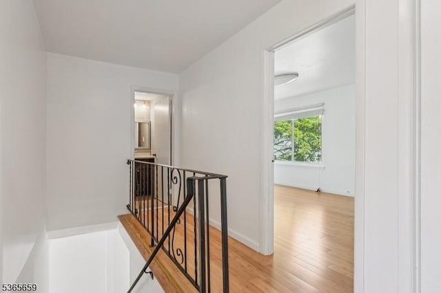 922C Merritt Dr, Hillsborough Twp, NJ 08844 - corridor featuring an upstairs landing and light wood-style flooring