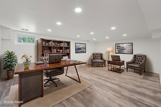 922C Merritt Dr, Hillsborough Twp, NJ 08844 - home office featuring light wood finished floors and recessed lighting
