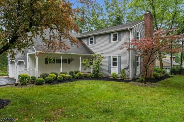 708 Carlene Dr, Bridgewater Twp, NJ 08807 - view of front of home featuring a chimney, a garage, and a front lawn