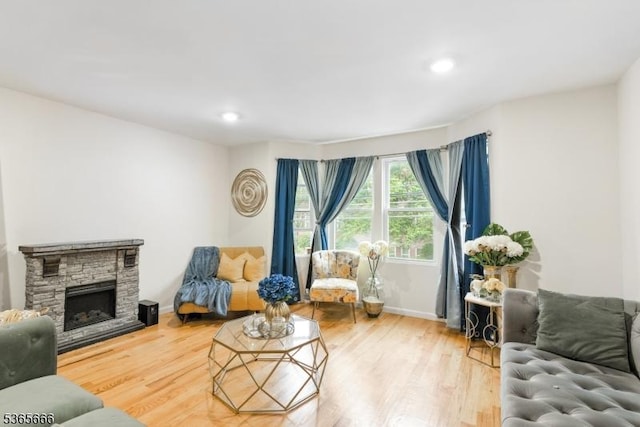 112-114 N 13th St, Newark City, NJ 07107 - living area with wood finished floors, recessed lighting, and a fireplace