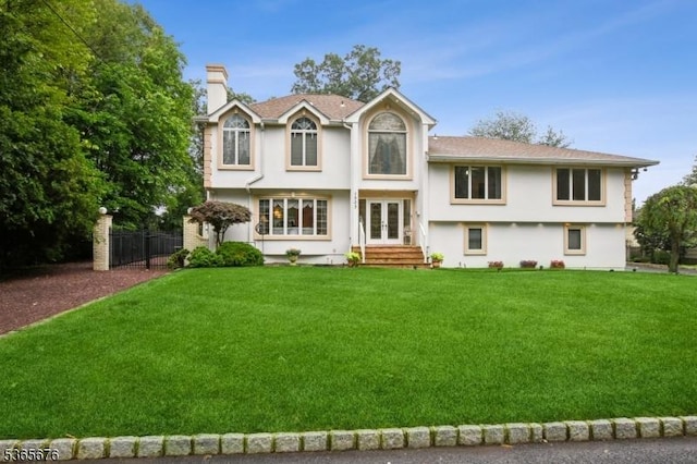 1503 Woodacres Dr, Mountainside Boro, NJ 07092 - view of front of home featuring french doors, a chimney, and stucco siding