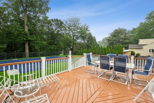 1503 Woodacres Dr, Mountainside Boro, NJ 07092 - deck featuring outdoor dining space and view of wooded area