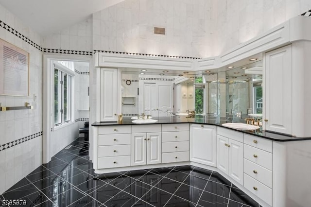 1503 Woodacres Dr, Mountainside Boro, NJ 07092 - full bathroom featuring double vanity and a shower stall