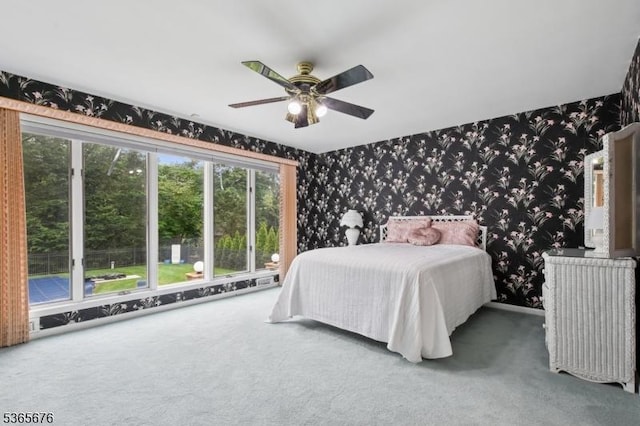 1503 Woodacres Dr, Mountainside Boro, NJ 07092 - carpeted bedroom featuring wallpapered walls and ceiling fan