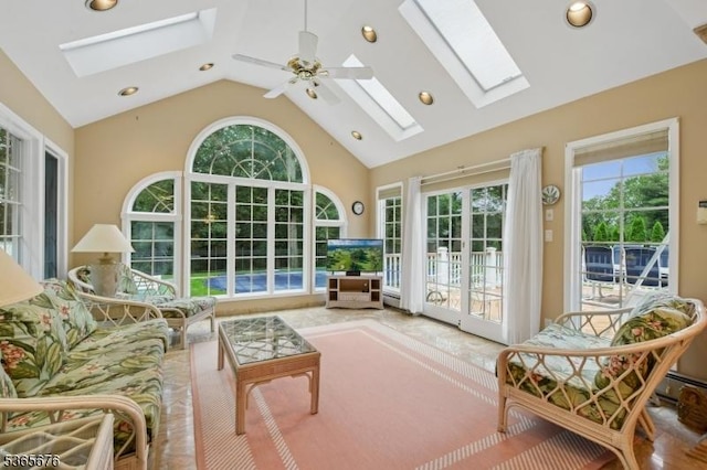 1503 Woodacres Dr, Mountainside Boro, NJ 07092 - sunroom / solarium featuring a skylight and vaulted ceiling
