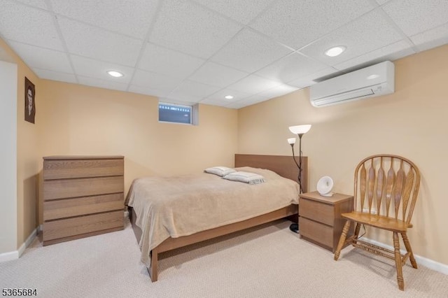 16 Ridgewood Pkwy W, Denville Twp, NJ 07834 - carpeted bedroom featuring a wall unit AC, a paneled ceiling, and recessed lighting