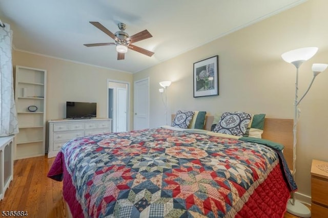 16 Ridgewood Pkwy W, Denville Twp, NJ 07834 - bedroom featuring wood finished floors, a ceiling fan, and crown molding
