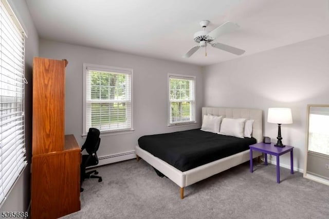6 Wyckoff Way, Morris Plains Boro, NJ 07950 - carpeted bedroom featuring baseboard heating, an office area, and ceiling fan