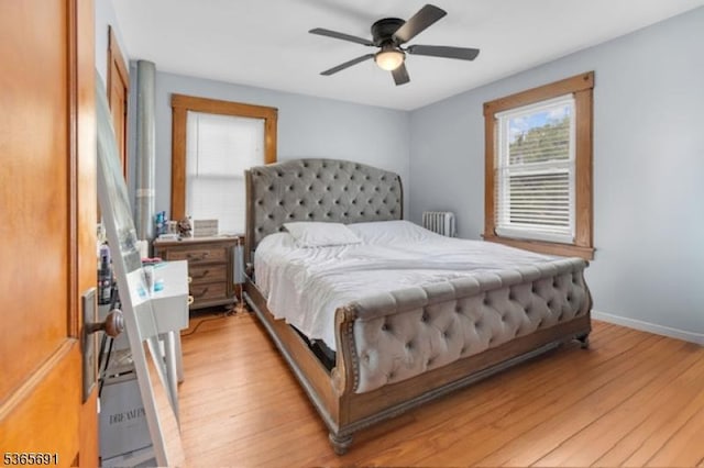 23 Brookside Ave, Hawthorne Boro, NJ 07506 - bedroom featuring light wood finished floors, radiator, and ceiling fan
