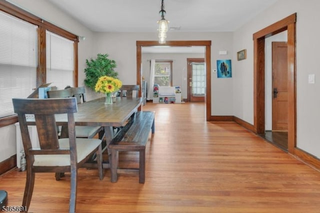 23 Brookside Ave, Hawthorne Boro, NJ 07506 - dining area with light wood-style flooring and baseboards