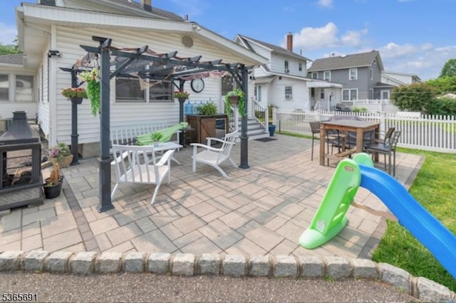 23 Brookside Ave, Hawthorne Boro, NJ 07506 - view of patio with a pergola and a residential view