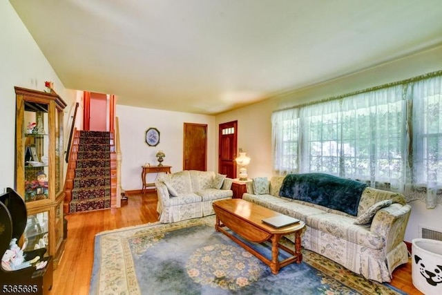 508 Stony Brook Dr, Bridgewater Twp, NJ 08807 - living room featuring wood finished floors and stairs