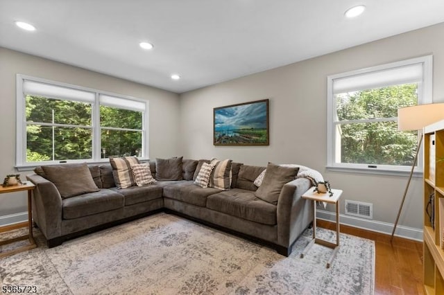 825 Odonnell Ave, Scotch Plains Twp, NJ 07076 - living area with healthy amount of natural light, wood finished floors, and recessed lighting
