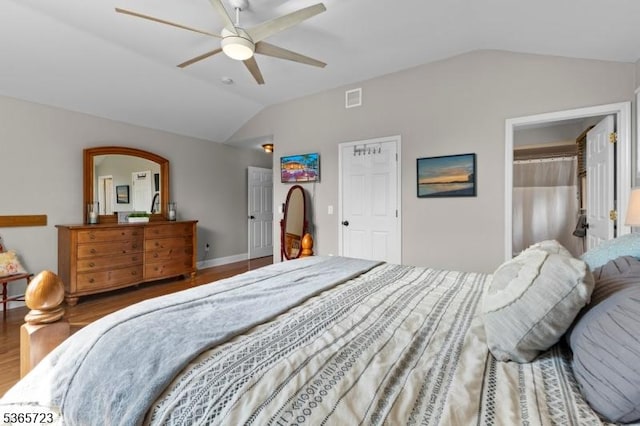 825 Odonnell Ave, Scotch Plains Twp, NJ 07076 - bedroom with lofted ceiling, wood finished floors, and a ceiling fan