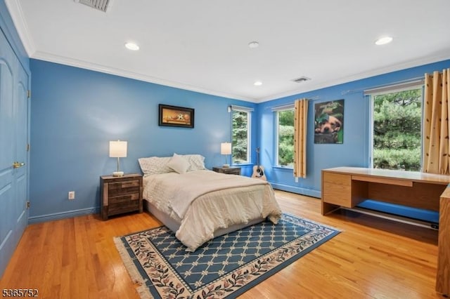 11 Rising Ridge Rd, Upper Saddle River Boro, NJ 07458 - bedroom with crown molding, wood finished floors, recessed lighting, and a baseboard radiator
