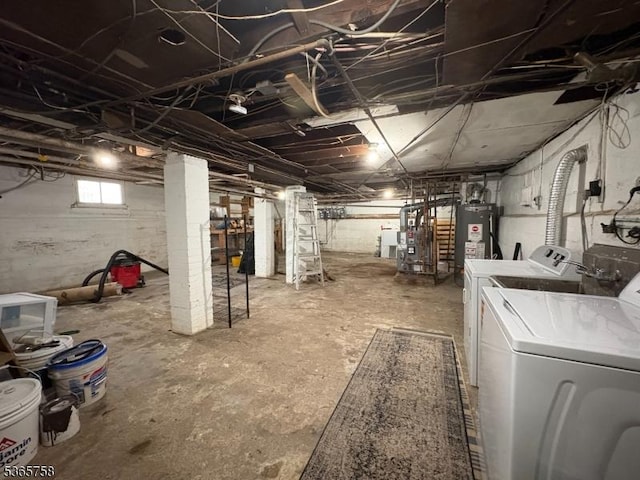 210 Baldwin St, Glen Ridge Boro Twp, NJ 07028 - below grade area featuring separate washer and dryer and water heater