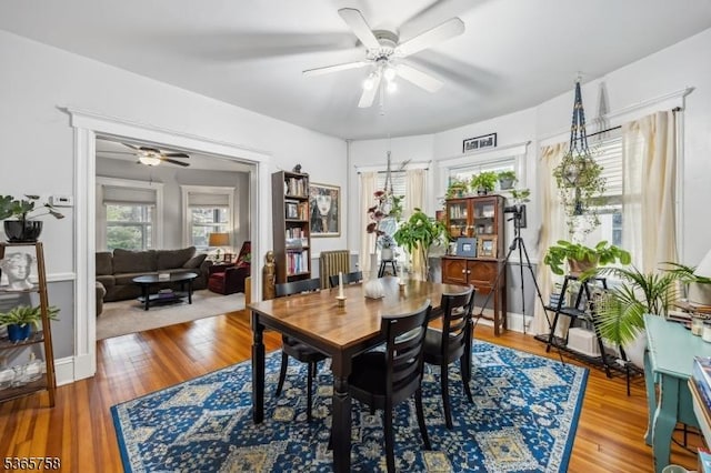 210 Baldwin St, Glen Ridge Boro Twp, NJ 07028 - dining space featuring a ceiling fan, healthy amount of natural light, and wood finished floors