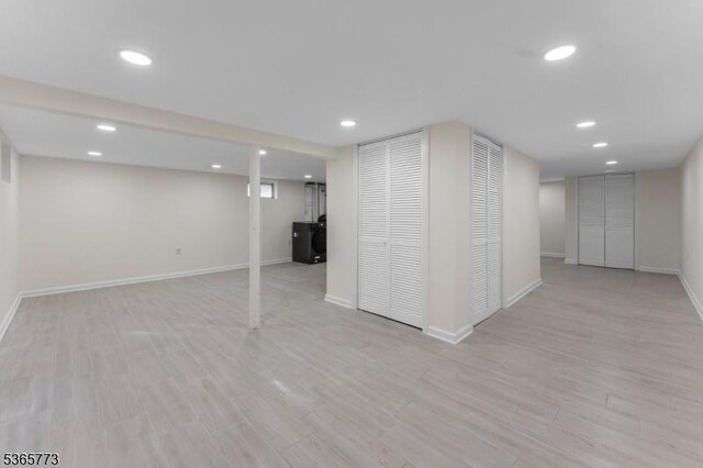 1837 Barnett St, Rahway City, NJ 07065 - finished below grade area featuring recessed lighting and light wood-style flooring