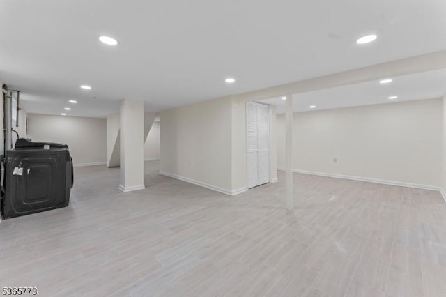 1837 Barnett St, Rahway City, NJ 07065 - finished below grade area with recessed lighting and light wood finished floors