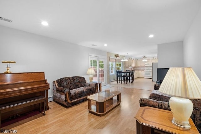 12 Autumn Dr, Mine Hill Twp, NJ 07803 - living area featuring light wood-style flooring, recessed lighting, and ceiling fan