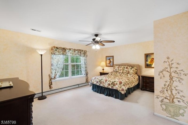 12 Autumn Dr, Mine Hill Twp, NJ 07803 - bedroom featuring a baseboard radiator, carpet floors, and ceiling fan