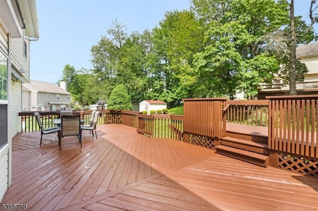12 Autumn Dr, Mine Hill Twp, NJ 07803 - wooden terrace with outdoor dining space