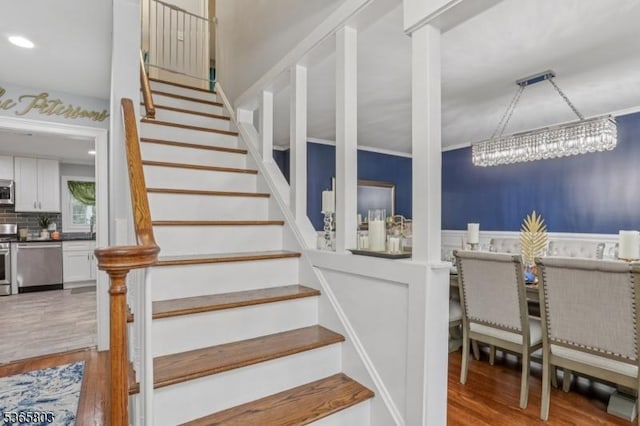 95 Harrison Ave, North Plainfield Boro, NJ 07060 - stairway with wood finished floors and recessed lighting