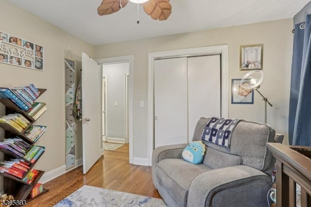 95 Harrison Ave, North Plainfield Boro, NJ 07060 - sitting room featuring wood finished floors and ceiling fan