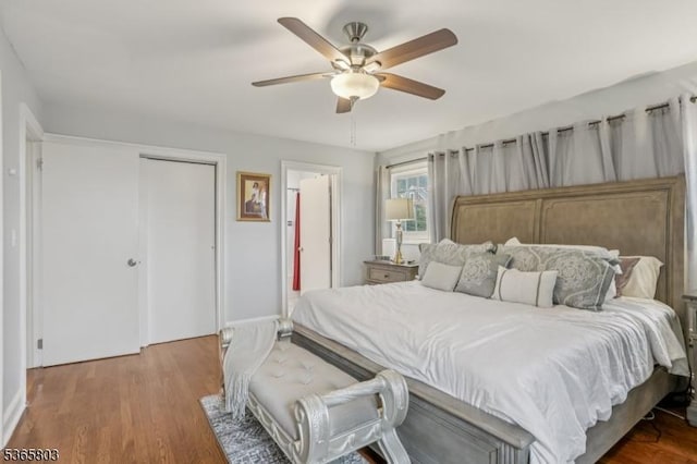 95 Harrison Ave, North Plainfield Boro, NJ 07060 - bedroom with wood finished floors, a closet, and a ceiling fan