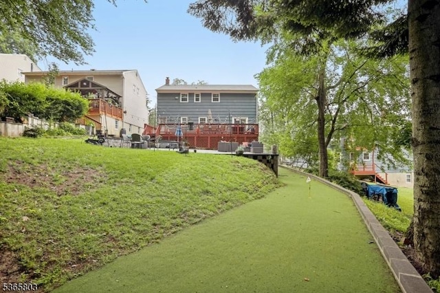 95 Harrison Ave, North Plainfield Boro, NJ 07060 - view of community featuring a putting green, a wooden deck, and a yard