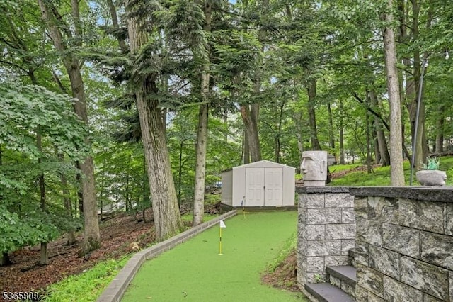 95 Harrison Ave, North Plainfield Boro, NJ 07060 - view of property's community with an area to practice putting and a shed