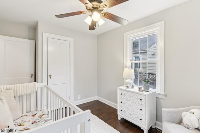 213 Columbia Ave, Cranford Twp, NJ 07016 - bedroom featuring dark wood-style flooring, a ceiling fan, and a closet