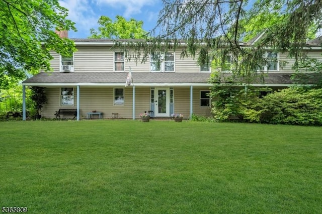 9 Mueller Ln, Franklin Twp, NJ 07882 - rear view of house with a chimney and a lawn