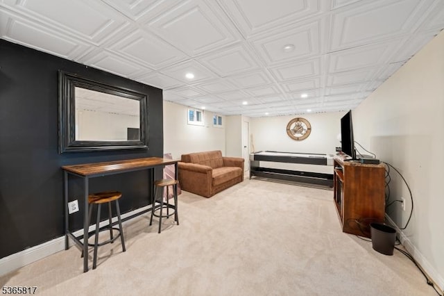 605 E Brookside Ln, Hillsborough Twp, NJ 08844 - sitting room with recessed lighting and light colored carpet