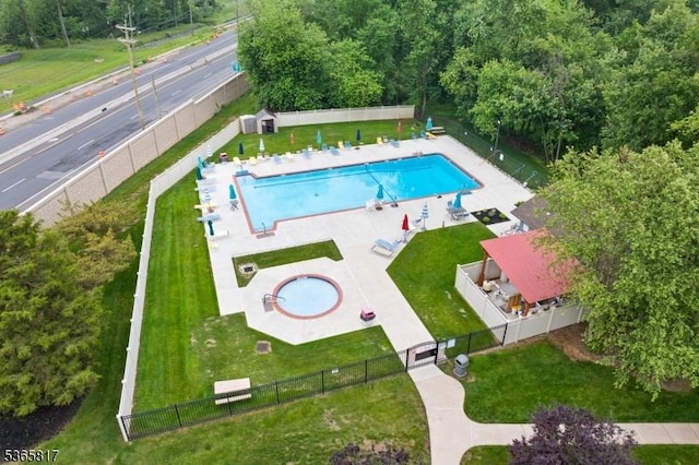 605 E Brookside Ln, Hillsborough Twp, NJ 08844 - aerial view of a pool area