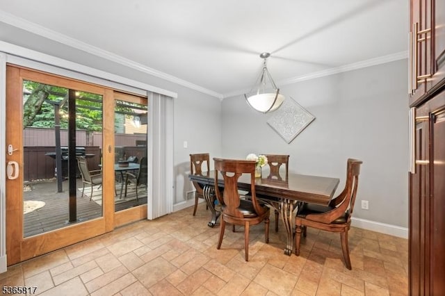 605 E Brookside Ln, Hillsborough Twp, NJ 08844 - dining room with crown molding and light stone finish floors