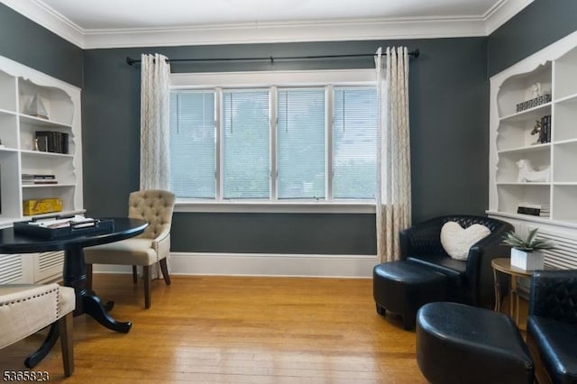 905 Dewitt St, Linden City, NJ 07036 - office area with hardwood / wood-style flooring and crown molding
