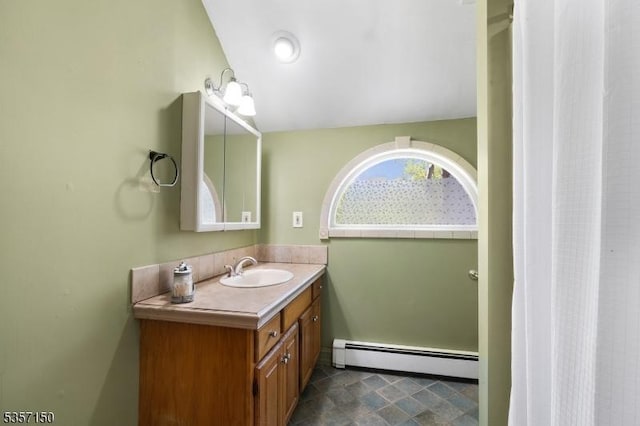 134 Milton Rd, Sparta Twp, NJ 07871 - bathroom featuring a baseboard heating unit and vanity