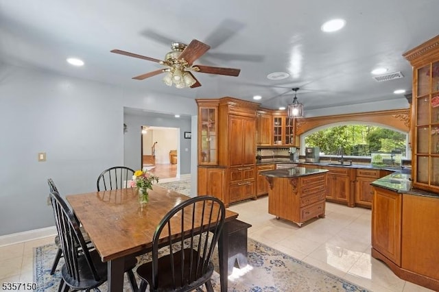134 Milton Rd, Sparta Twp, NJ 07871 - dining room featuring a ceiling fan and recessed lighting