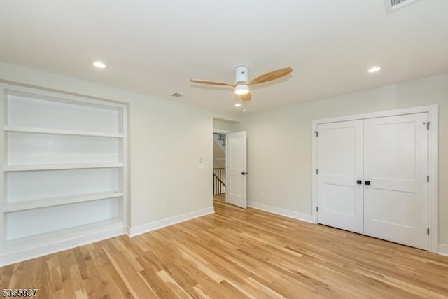 157 Meyersville Rd, Chatham Twp, NJ 07928 - unfurnished bedroom with light wood-style flooring, recessed lighting, and a ceiling fan