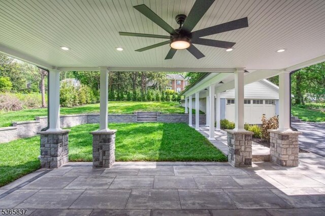 157 Meyersville Rd, Chatham Twp, NJ 07928 - view of patio featuring a ceiling fan